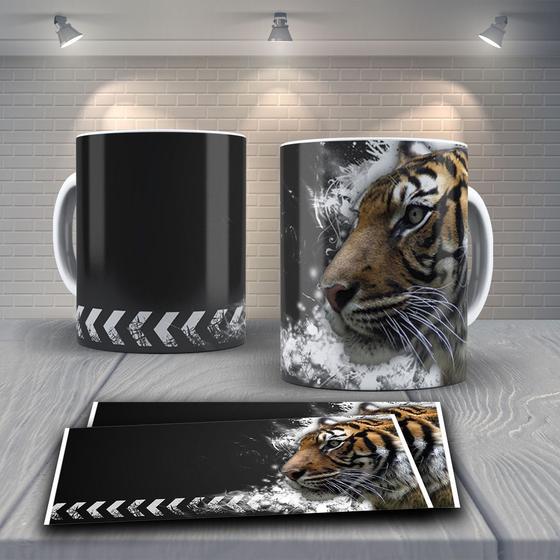 Imagem de Caneca Presente Porcelana 325ml Tema Animais Tigre