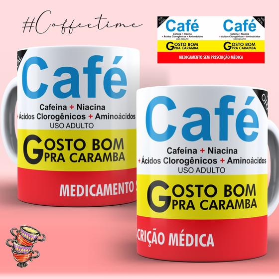 Imagem de Caneca Presente Porcelana 325ml Tema Café Remédio