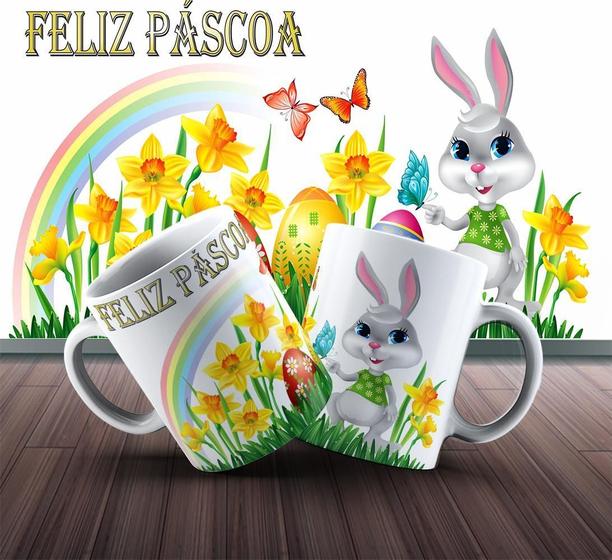 Imagem de Caneca Presente Porcelana 325Ml Tema Feliz Páscoa 13