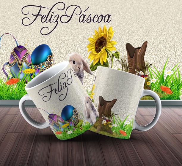 Imagem de Caneca Presente Porcelana 325ml Tema Feliz Páscoa 4