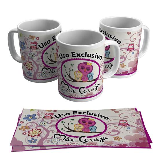 Imagem de Caneca Presente Porcelana 325Ml Tema Mãe Coruja