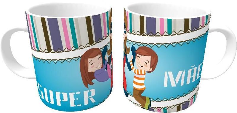 Imagem de Caneca Presente Porcelana 325ml Tema Mãe Super Mãe