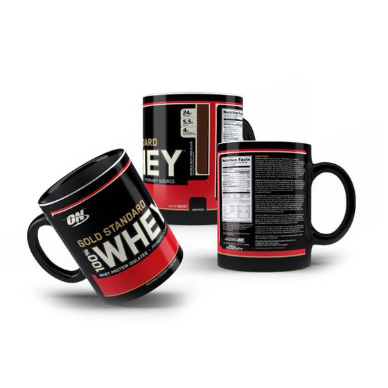 Imagem de Caneca Preta Whey Protein ON Divertida Musculação Maromba