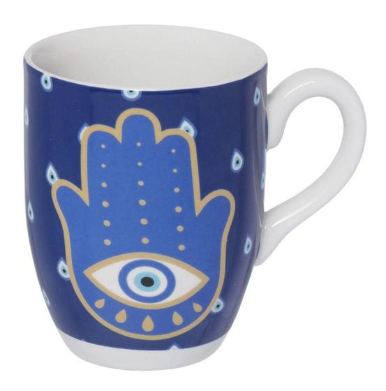 Imagem de Caneca Proteção em Porcelana Azul e Branca 350ml - Hausktaft