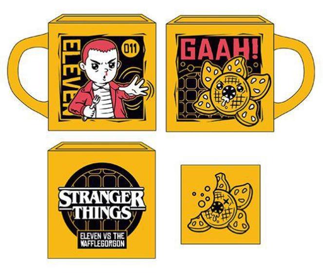 Imagem de Caneca quadrada stranger things eleven waffle dermogorgon amarela