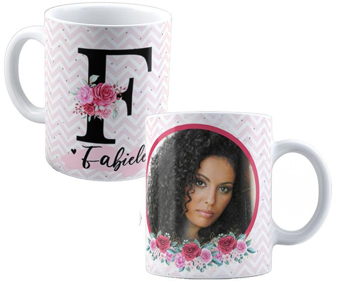 Imagem de Caneca qualquer nome+inicial personalizado com foto listrado