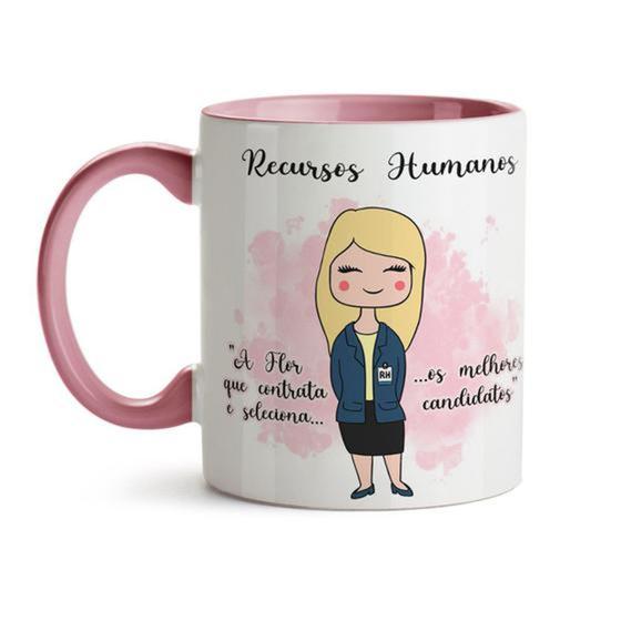 Imagem de Caneca Recursos Humanos Feminina 02 Alça e Interior Rosa