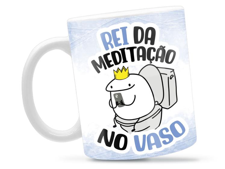 Imagem de Caneca Rei da Meditação Divertida Porcelana Xícara 325ml + Caixa Presente