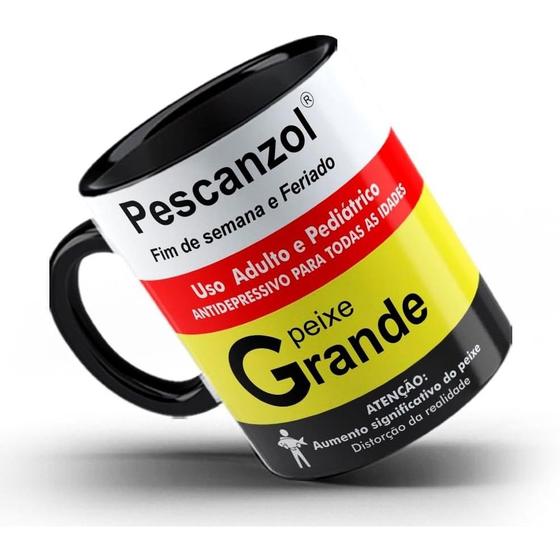 Imagem de Caneca remédio Pescanzol pesca pescaria pescador (Preta) 325ml Xícara Personalizada