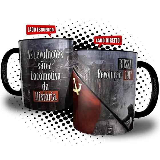 Imagem de Caneca Revolução Comunista Russa 1917 - Frase Marx Locomotiva da História