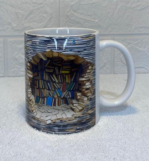 Imagem de Caneca Temática em cerâmica - Biblioteca 3D