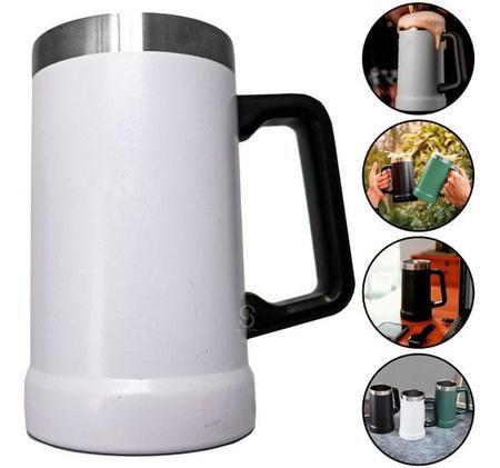 Imagem de Caneca Térmica Chopp Cerveja Inox Caneca Branco