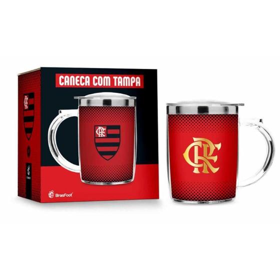 Imagem de Caneca Termica Com Tampa Flamengo 450Ml Presente Brasfoot