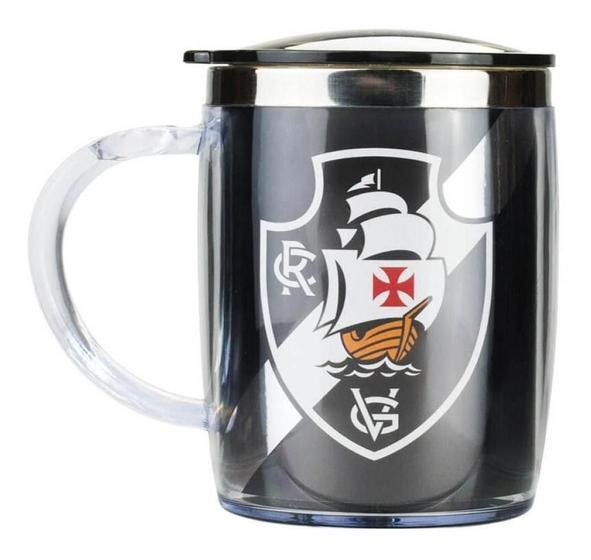 Imagem de Caneca Térmica Com Tampa Vasco Licenciado 450 Ml Cor Preto