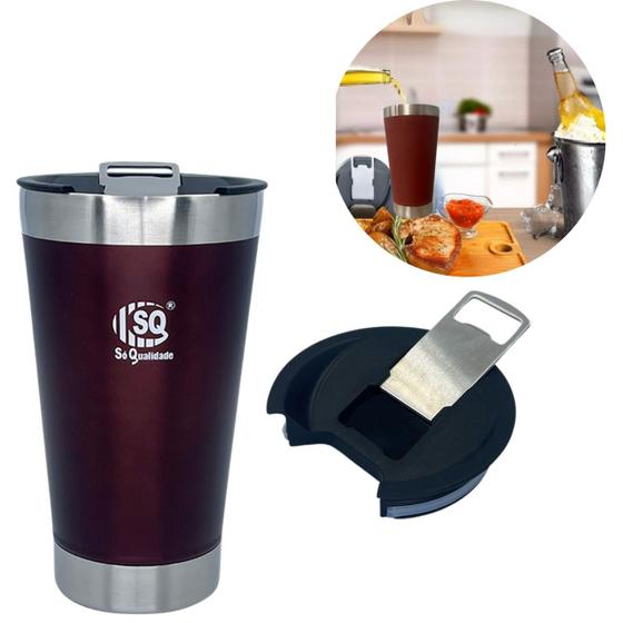 Imagem de Caneca Térmica Inox Cerveja Café Abridor 500ml Gelado Quente