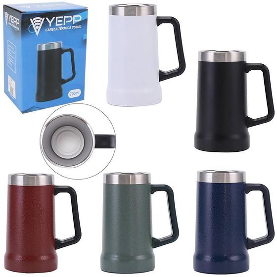 Imagem de Caneca Termica Inox Cerveja Parede Dupla Yepp Colors 700Ml