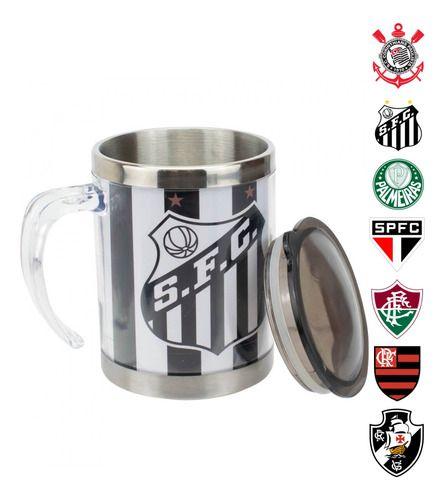 Imagem de Caneca Térmica Palmeiras Oficial Time Inox Com Tampa 450ml