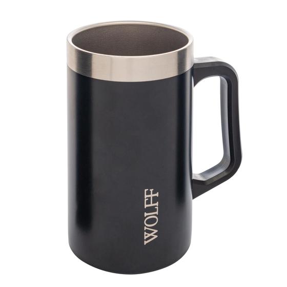 Imagem de Caneca Térmica Para Cerveja De Aço Inox Preta 500Ml - Wolff