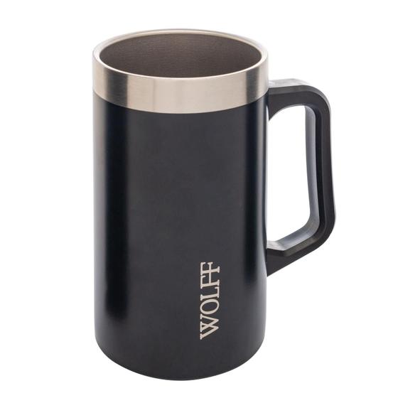 Imagem de Caneca Térmica Para Cerveja Em Aço Inox Preta Wolff 500ml