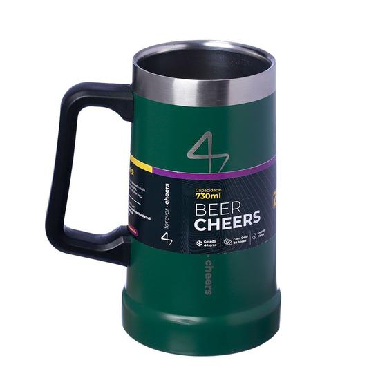 Imagem de Caneca Térmica Zona Criativa Forever Cheers Gelado E Quente 730ml Verde Com Alça Preta