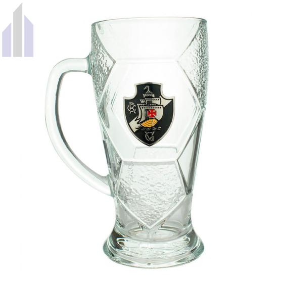 Imagem de Caneca Vasco da Gama Vidro Bola Futebol Escudo Metal Oficial