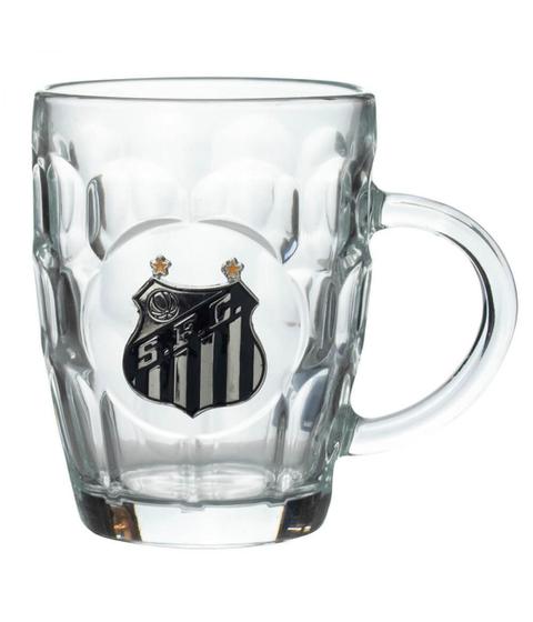 Imagem de Caneca Vidro Brasão Metal 400Ml - Santos