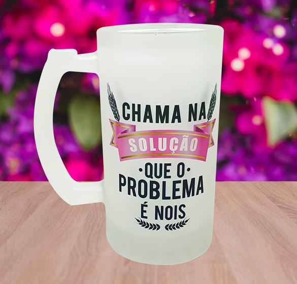 Imagem de Caneca Vidro Cerveja Chama Na Solução Que o Problema É Nois