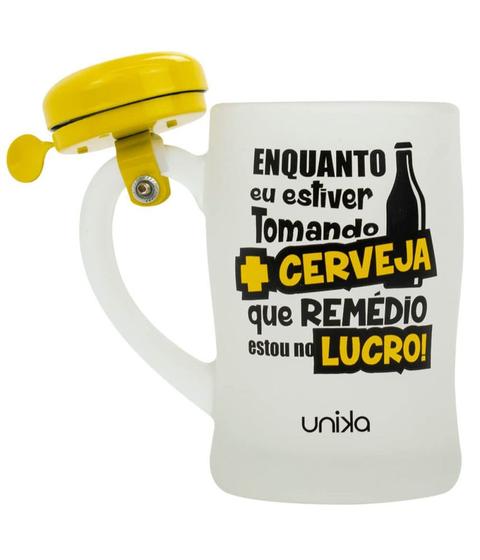 Imagem de Caneca Vidro Cerveja Lucro Campainha 400ml - Tudo em Caixa