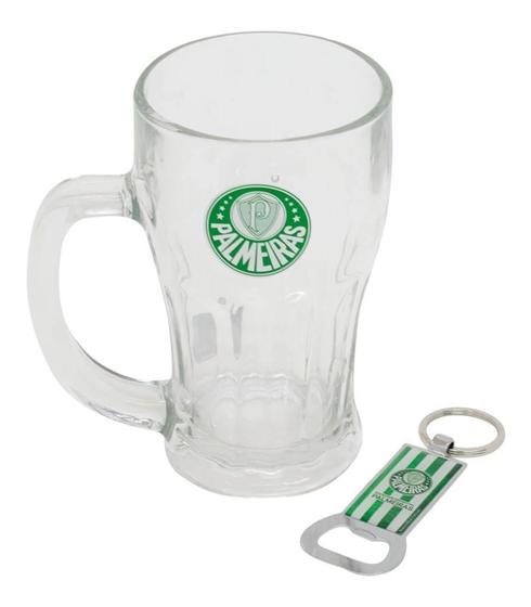 Imagem de Caneca Vidro Com Abridor Garrafas 450ml - Palmeiras