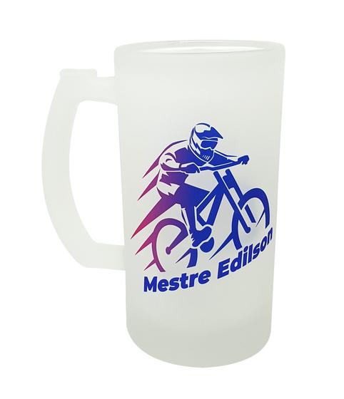 Imagem de Caneca Vidro Jateado Chopp Personalizada Motocross Mx Motox