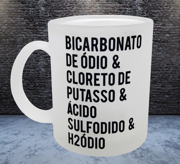 Imagem de Caneca Vidro Jateado Personalizado Mimo Bicarbonato de Ódio