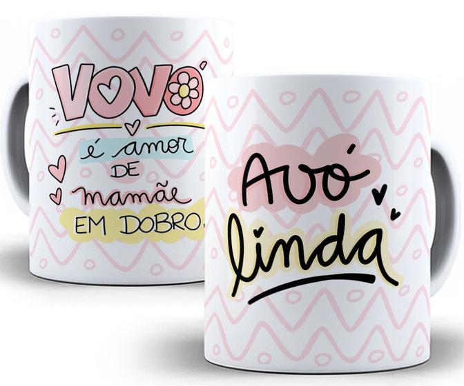 Imagem de Caneca vovó é amor de mamãe em dobro vó linda presente