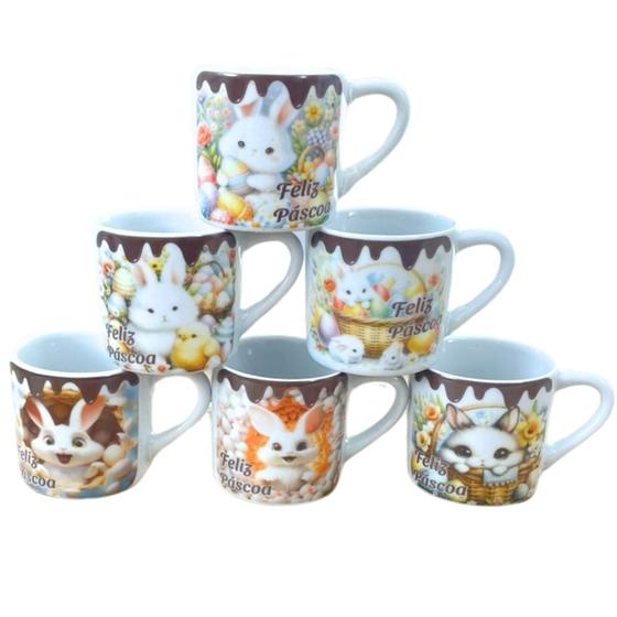 Imagem de Caneca Xícara 100ml - Páscoa - Porcelana (individual)