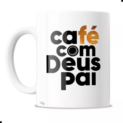 Imagem de Caneca Xícara Café Com Deus Pai Procelana Cristã Evangélico