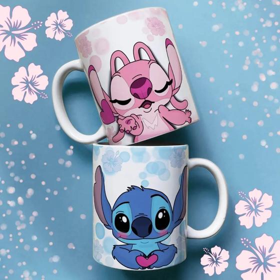 Imagem de Caneca xícara de Porcelana Louça Personalizada Dia dos Namorados  Stitch