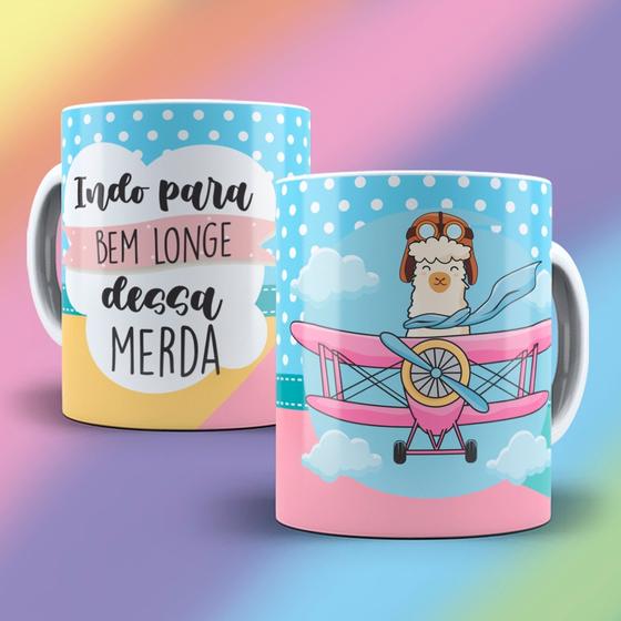 Imagem de Caneca Xícara Lhama Indo Para Bem Longe Dessa Merda Toda Insulto Irônico - MEGA OFERTA!