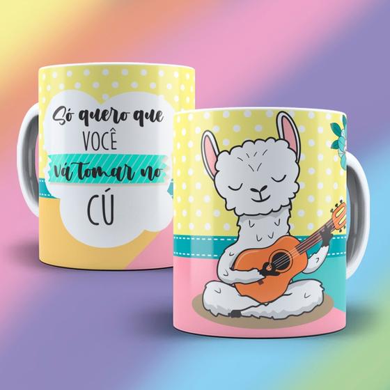 Imagem de Caneca Xícara Lhama Irritada Só Quero Que Você Vai Toma No C@ Insulto Irônico - MEGA OFERTA!