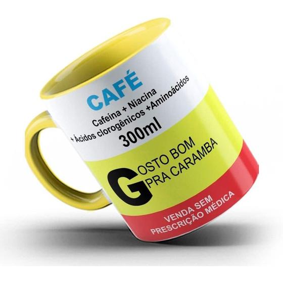 Imagem de Caneca xicara remédio Café cafeina (Amarela) 325ml Xícara Personalizada