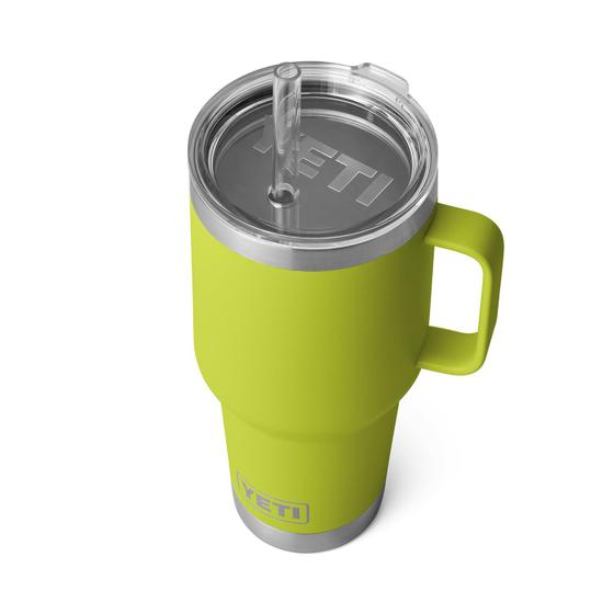 Imagem de Caneca YETI Rambler 1L com tampa de palha, isolada a vácuo, aço