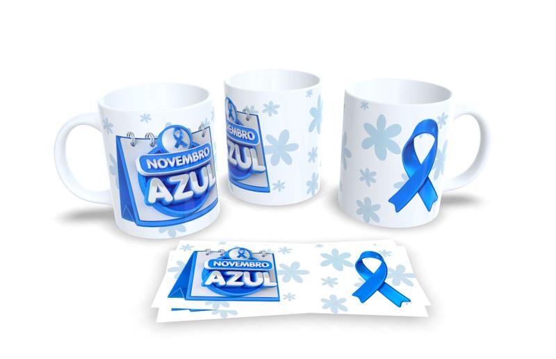 Imagem de Canecas Branca de Porcelana Personalizadas Novembro Azul