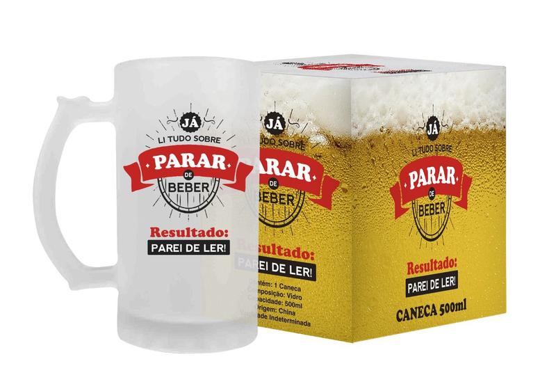 Imagem de Canecas De Vidro Cerveja chopp 500ml frase Personalizada: Já li tudo sobre parar de beber, resultado: parei de ler!