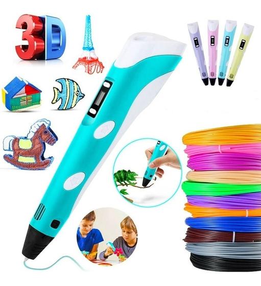 Caneta 3d Impressora Profissional 12v Com Filamentos + Fonte - Nova Voo Imagem de Caneta 3d Impressora Profissional 12v Com Filamentos + Fonte