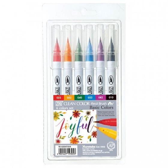 Imagem de Caneta Aquarelável Basic Zig Real Brush Kuretake 6 Unidades