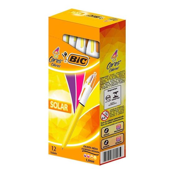 Imagem de Caneta Bic 4 Cores Solar - Embalagem com 12 Unidades