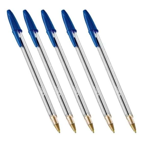 Imagem de Caneta bic cristal kit 5 unidades 1.0 azul