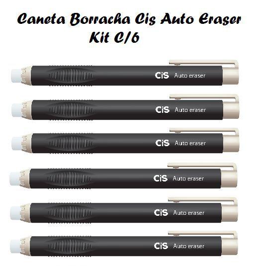 Imagem de Caneta Borracha Auto Eraser Cis - kit c/6 Unid Pretas