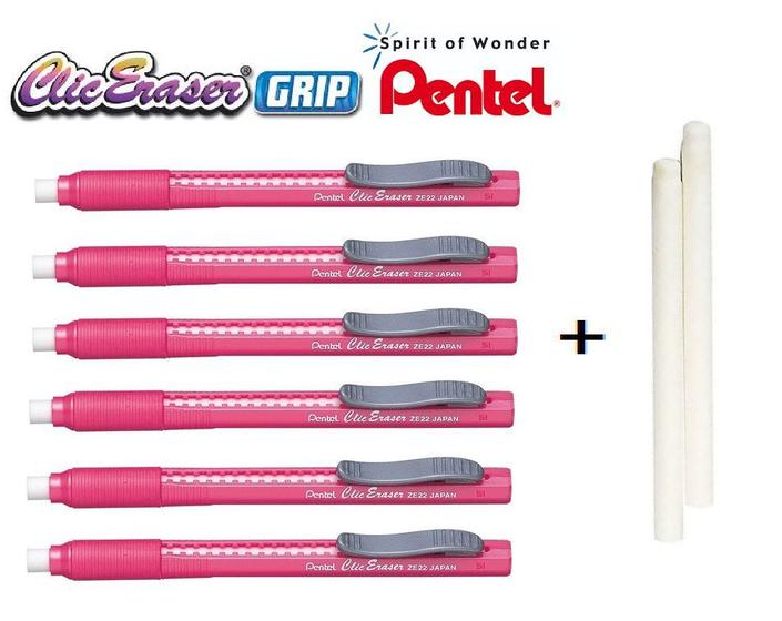 Borracha Clic Eraser Ze22c Kit C/6 Unid + REFIL PENTEL