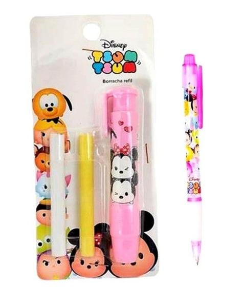 Imagem de Caneta Borracha Refil Rosa Tsum Tsum Disney com mais 1 refil extra caneta