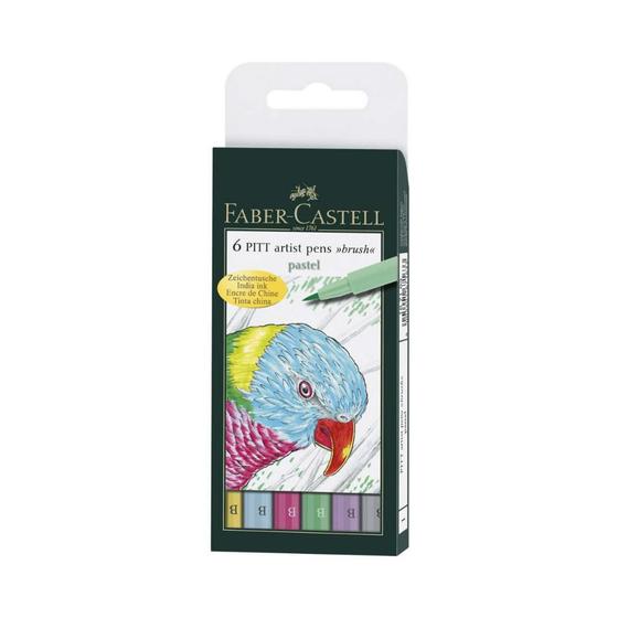 Imagem de Caneta Brush Faber Castell Pitt A&G Tons Pastel 06 Cores