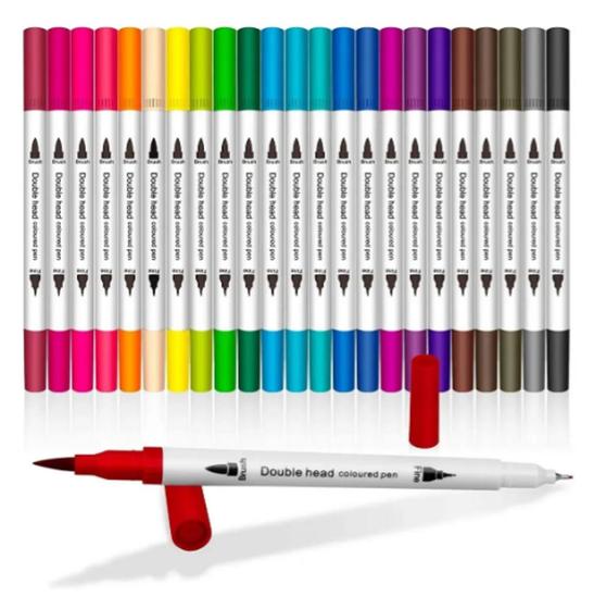 Caneta Brush Pen Duas Pontas Dual Tip Kit 24 Cores Fineliner Menor preço em Caneta Brush Pen Duas Pontas Dual Tip Kit 24 Cores Fineliner